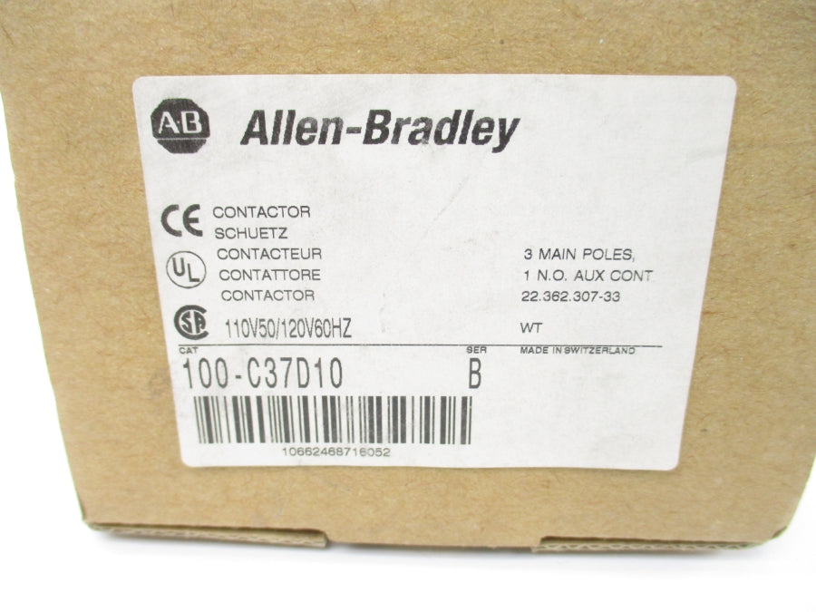 ALLEN BRADLEY 100-C37D10 SER. B 110/120V (BR/WH) NSMP