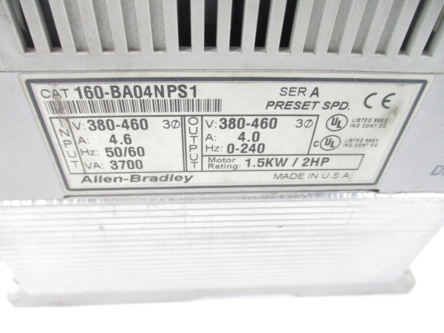 ALLEN BRADLEY 160-BA04NPS1 SER. A 380-460V 4.0/4.6A UNMP