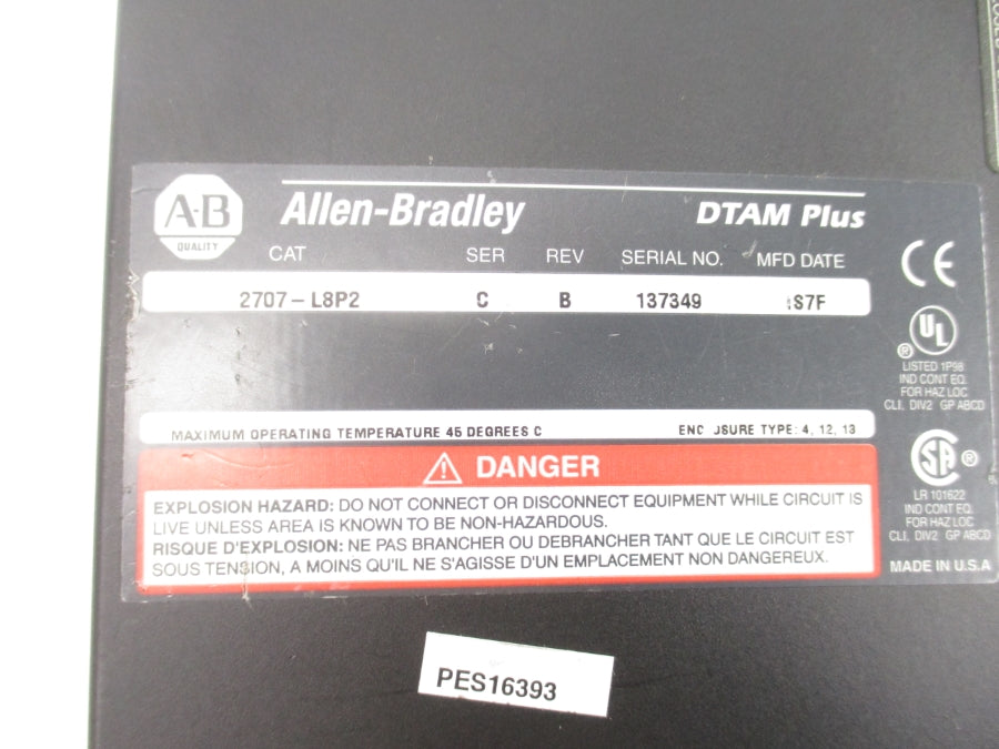 ALLEN BRADLEY 2707-L8P2 SER. C REV. B UNMP