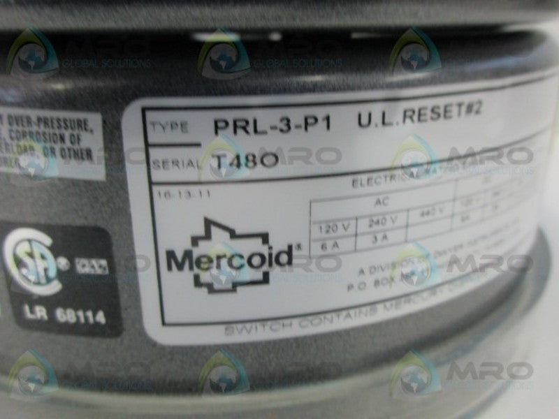 MERCOID PRL-3-P1 GAS PRESSURE SWITCH NSMP