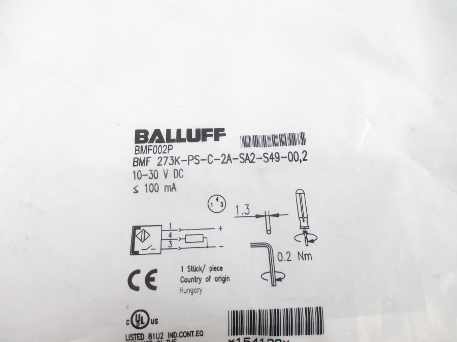 BALLUFF BMF002P BMF273K-PS-C-2A-SA2-S49-00.2 10-30VDC NSMP