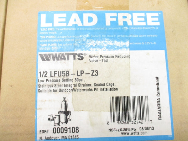 WATTS 1/2-LFU5B-LP-Z3 0009108 10-35PSI NSMP