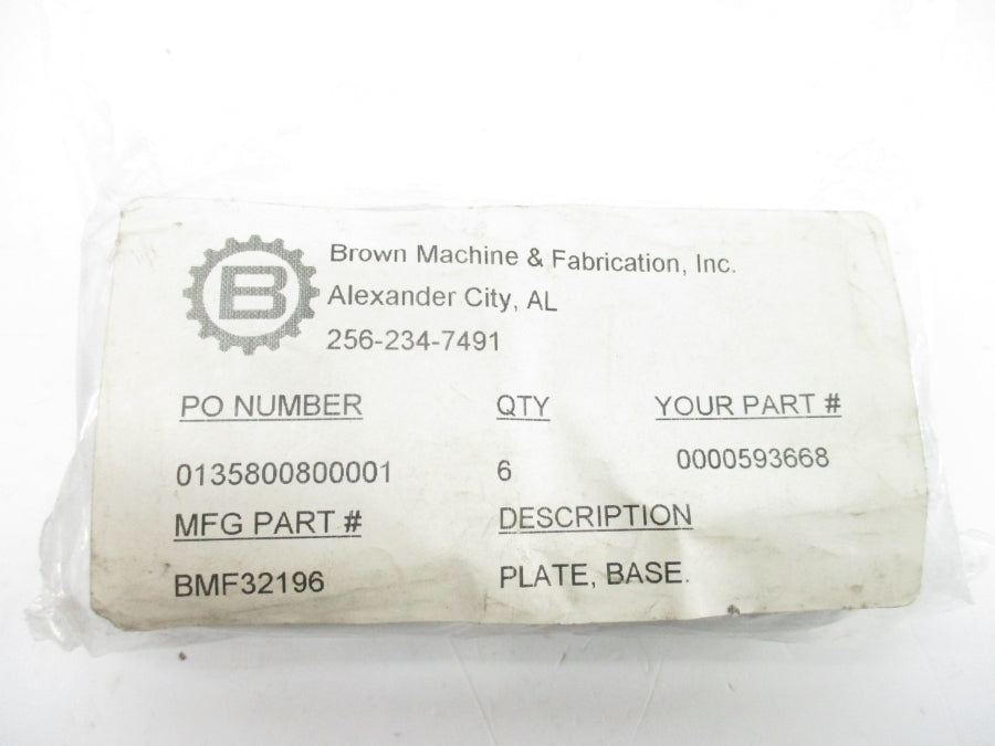 BROWN MACHINE & FABRICATION BMF32196 (PKG OF 6) NSMP