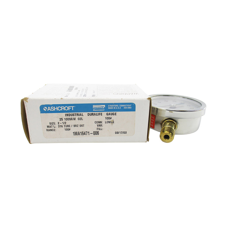 ASHCROFT 251009AW02L100# 100PSI 2-1/2" NSMP