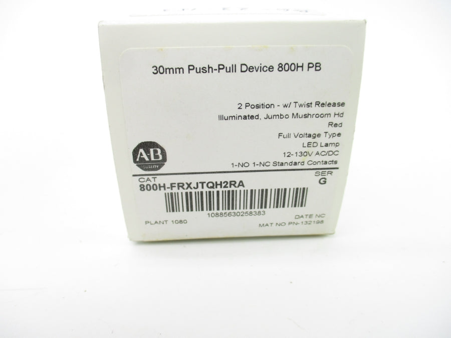 ALLEN BRADLEY 800T-FRXJTQH2RA SER. G 12-130VAC/DC (WH) NSMP
