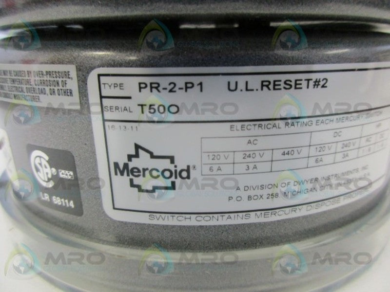 MERCOID PR-2-P1 CONTROL PRESSURE SWITCH  NSMP