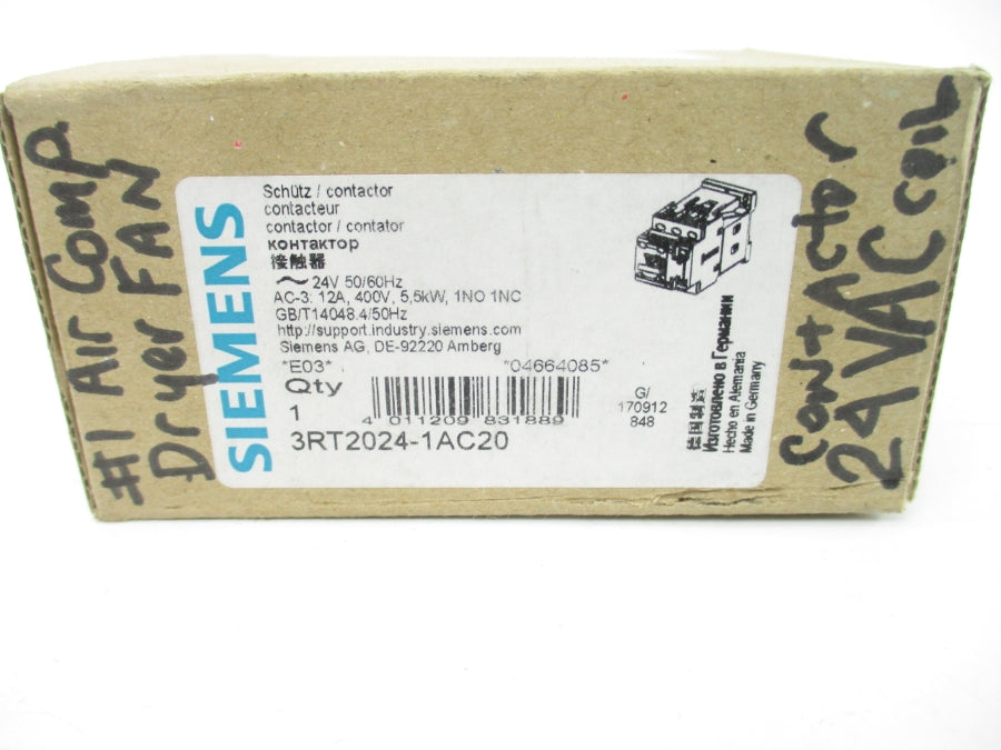 SIEMENS 3RT2024-1AC20 24V 12A NSMP