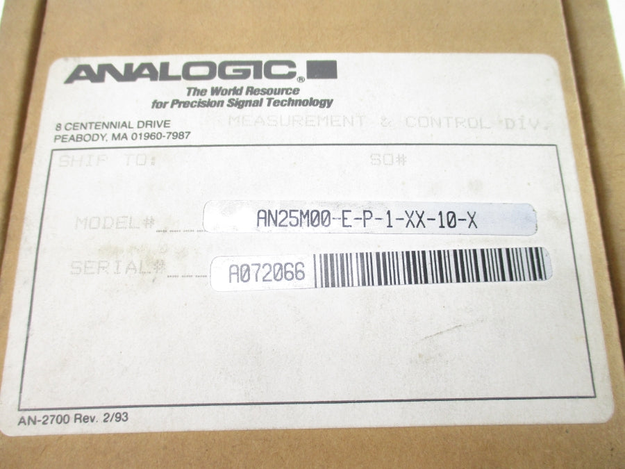ANALOGIC AN25M00-E-P-1-XX-10-X 110VAC NSMP