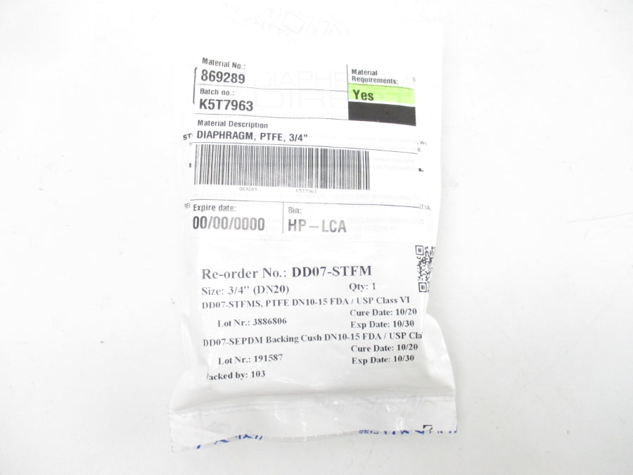 DIAPHRAGM DIRECT K5T7963 869289 3/4" NSMP