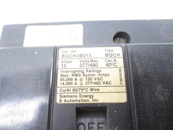 SIEMENS BQCH3B015 277/480V 15A UNMP