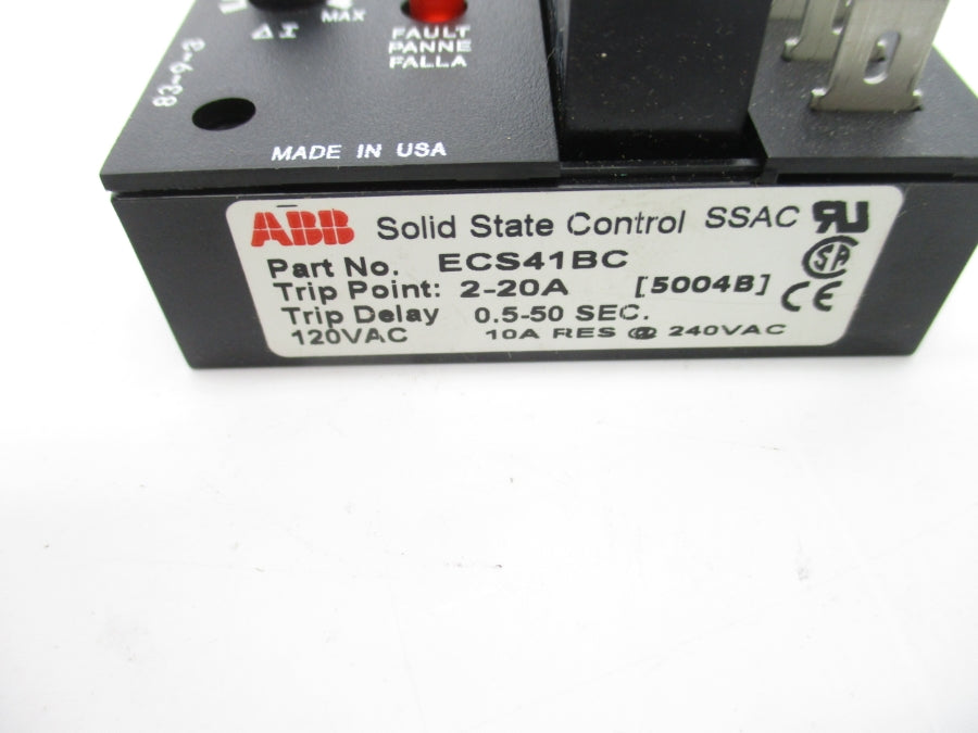 ABB ECS41BC 120-240VAC 2-20A 0.5-50S UNMP