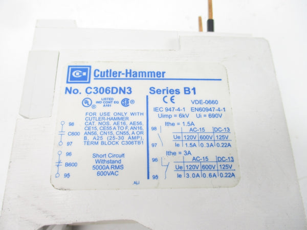 CUTLER HAMMER C306DN3 SER. B1 600VAC 0.6A UNMP