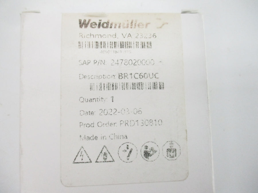 WEIDMULLER 2478020000 BR1C60UC NSFS