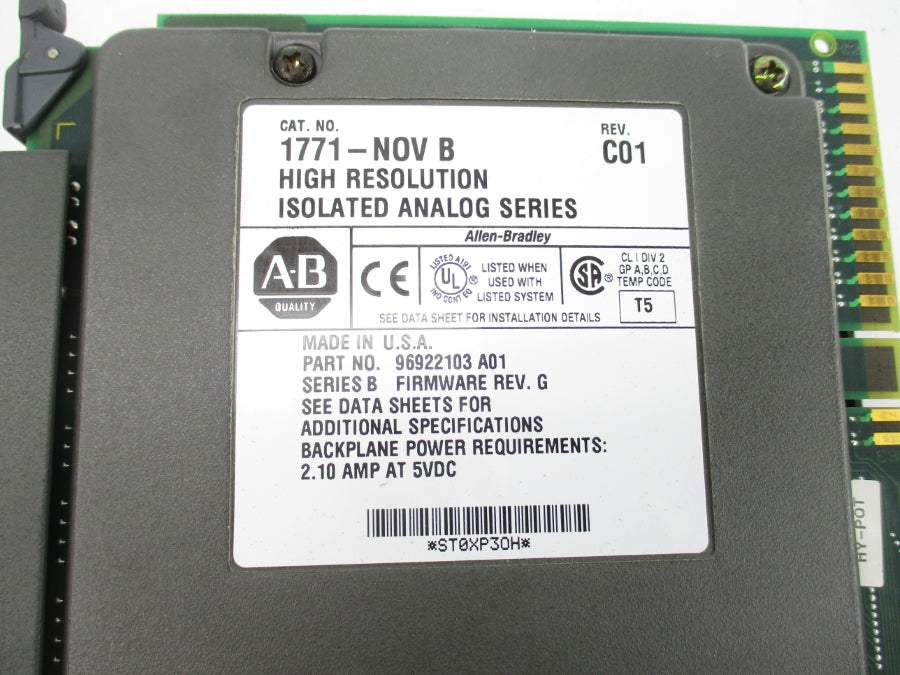 ALLEN BRADLEY 1771-NOV SER. B F/W REV. G REV. C01 UNMP