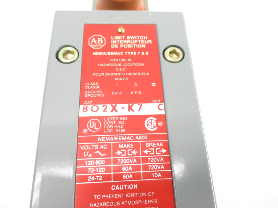 ALLEN BRADLEY 802X-K7 SER. C 120-600VAC 60A NSNP