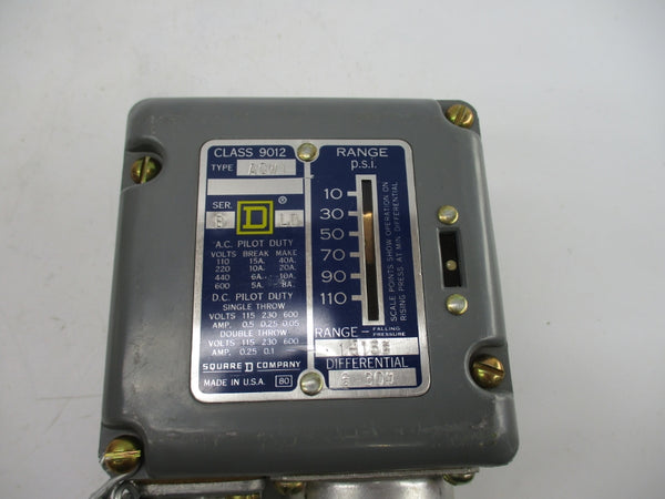 SQUARE D 9012AGW1 SER. B 600V 5A 10-110PSI UNMP