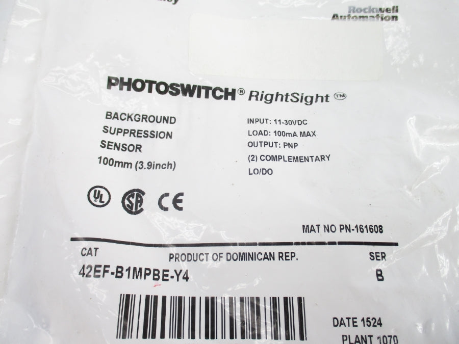 ALLEN BRADLEY 42EF-B1MPBE-Y4 SER. B 11-30VDC NSMP