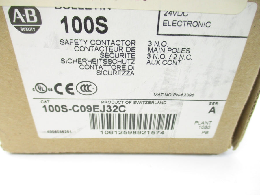 ALLEN BRADLEY 100S-C09EJ32C SER. A 24VDC (BR/WH) NSMP