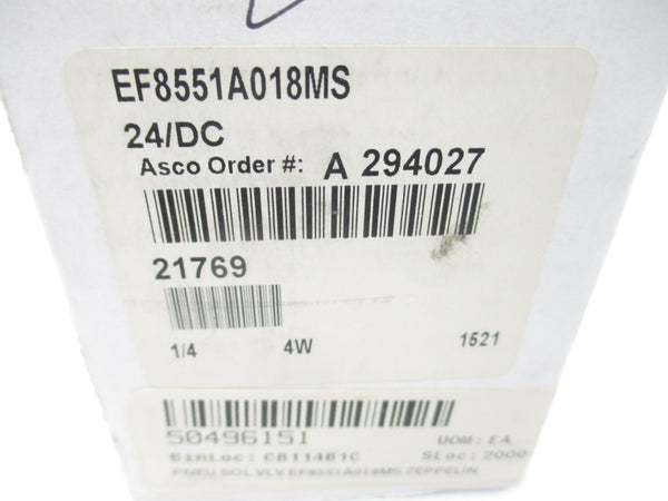 ASCO EF8551A018MS 24VDC 30-150PSI 1/4" NSMP