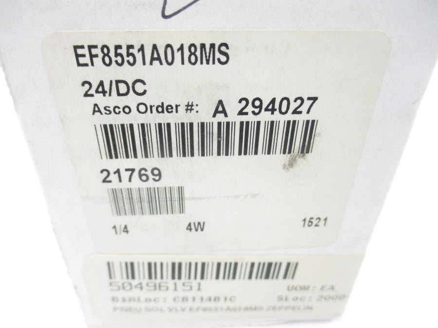 ASCO EF8551A018MS 24VDC 30-150PSI 1/4" NSMP