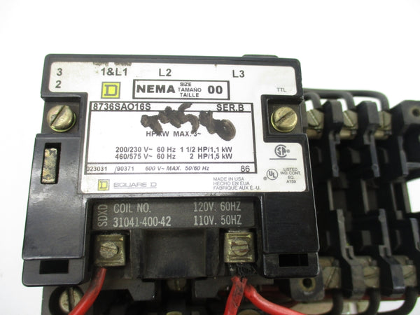 SQUARE D 8736SAO16S SER. B 110/120V UNMP
