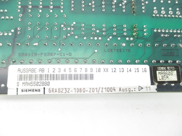 SIEMENS 6RA8232-1DB0-Z01/Z1004 A1-106-101-509 VER. 11 UNMP