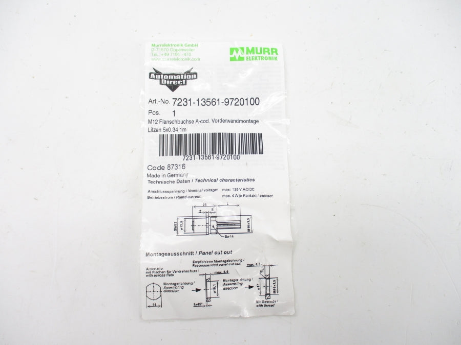 MURR ELEKTRONIC 7231-13561-9720100 125VAC/DC NSNP