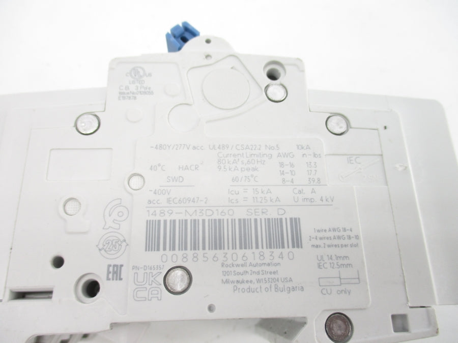ALLEN BRADLEY 1489-M3D160 SER. D 277V 16A NSNP