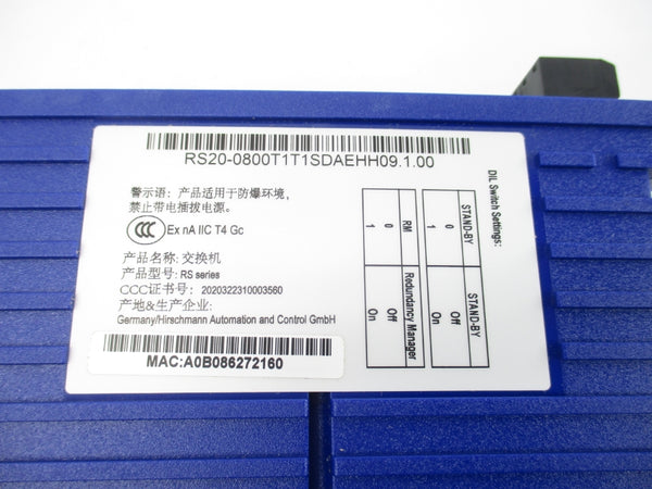 HIRSCHMANN RS20-0800T1T1SDAEHH09.1.00 18-30VAC NSNP