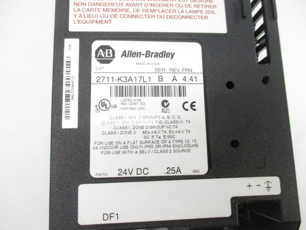 INDUSTRIAL SPARE PART 2711-K3A17L1 SER. B F/W 4.41 24VDC .25A REV. A NSNP