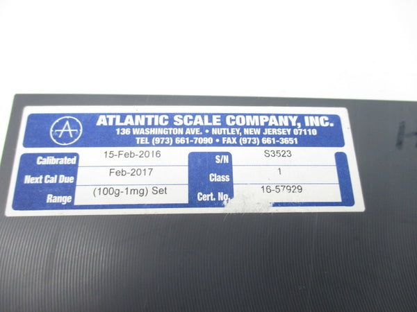 ATLANTIC SCALE COMPANY 16-57929 100G-1MG (AS PICTURED) NSMP