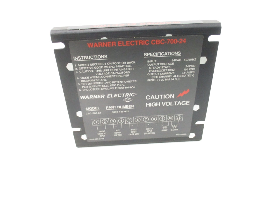 WARNER ELECTRIC 6042-448-002 CBC700-24 24VAC 3.5A NSMP