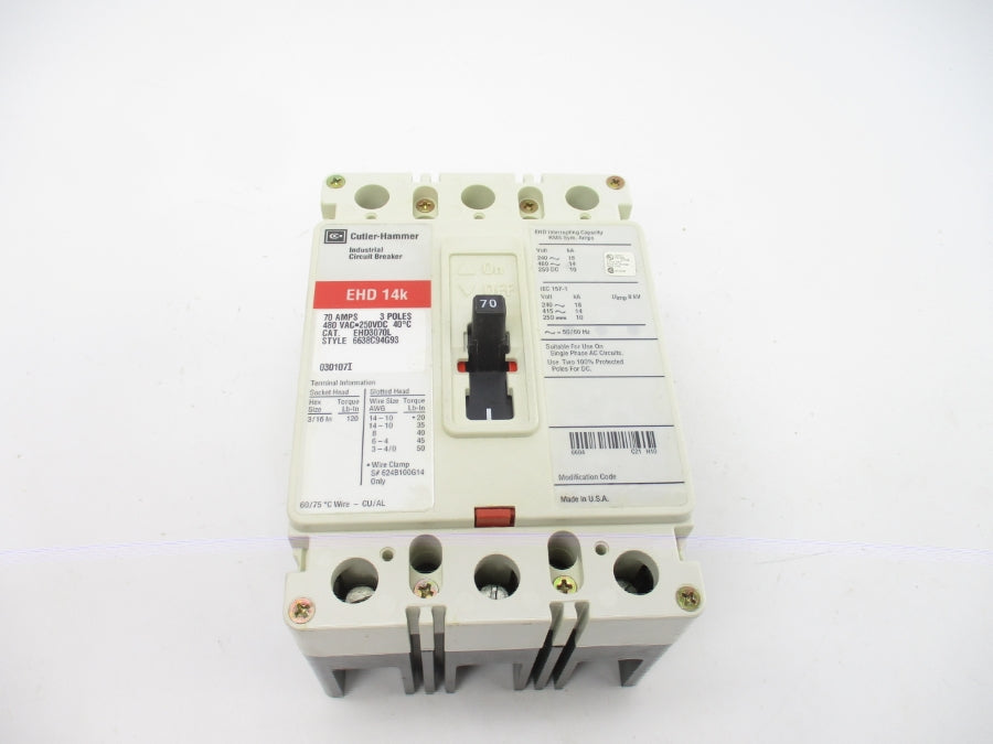 CUTLER HAMMER EHD3070L SER. C 480VAC 70A NSMP