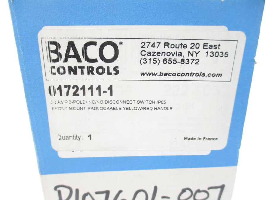BACO CONTROLS 0172111-1 400VAC 4A NSMP
