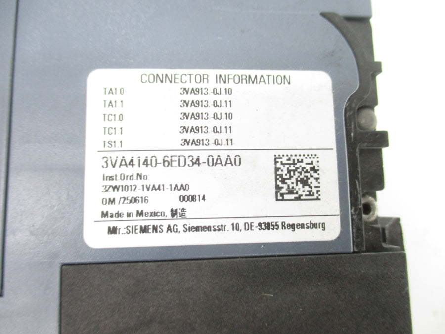 SIEMENS 3VA4140-6ED34-0AA0 480V 40A UNMP