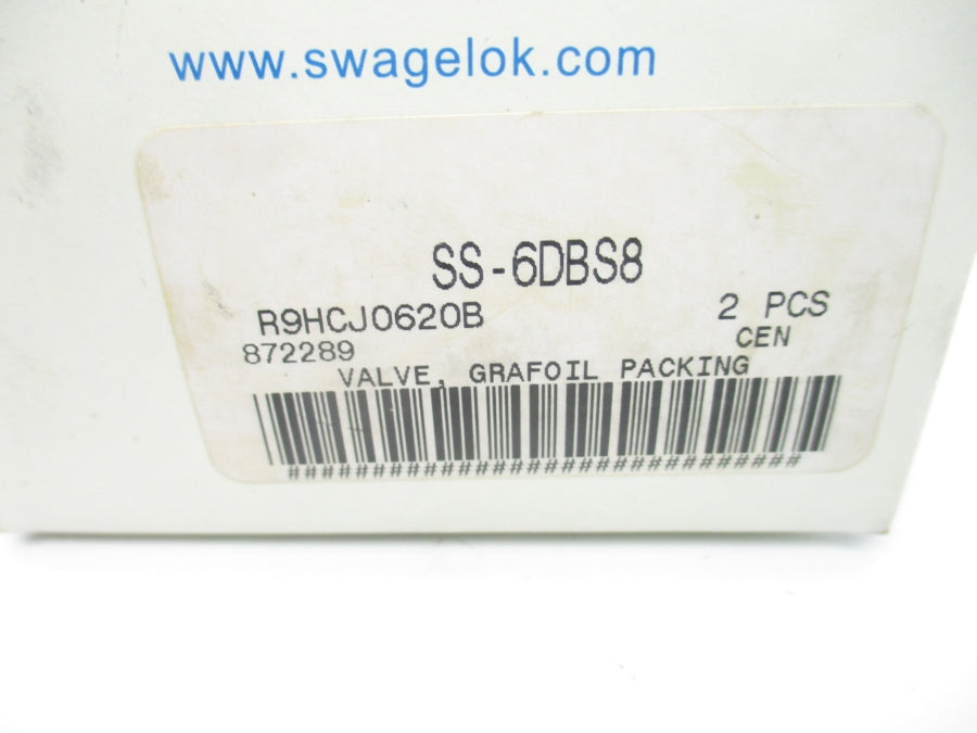 SWAGELOK SS-6DBS8 6000PSI (PKG OF 2) NSMP