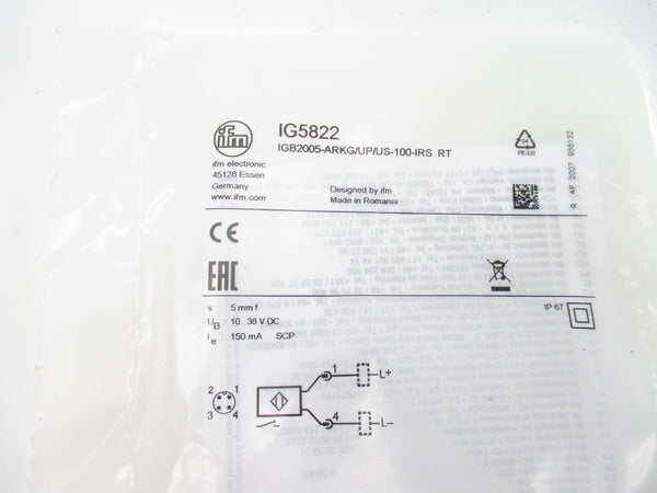 IFM EFECTOR IG5822 IGB2005-ARKG/UP/US-100-IRSRT 10-36VDC NSMP
