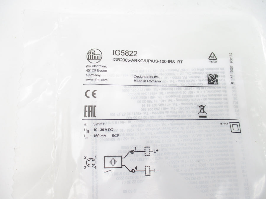 IFM EFECTOR IG5822 IGB2005-ARKG/UP/US-100-IRSRT 10-36VDC NSMP