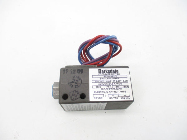 BARKSDALE 96100-AA2-V 125/250VAC 4A 800-3000PSI NSMP