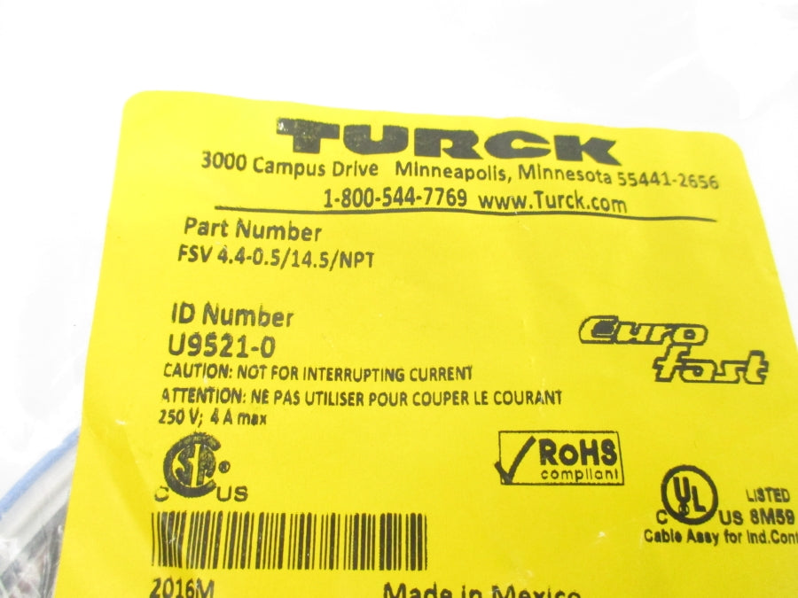 TURCK FSV4.4-0.5/14.5/NPT U9521-0 250V 4A NSMP