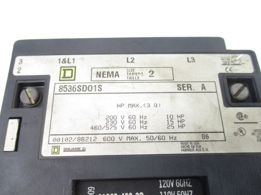 SQUARE D 8536SDO1V02S SER. A 110/120V UNMP