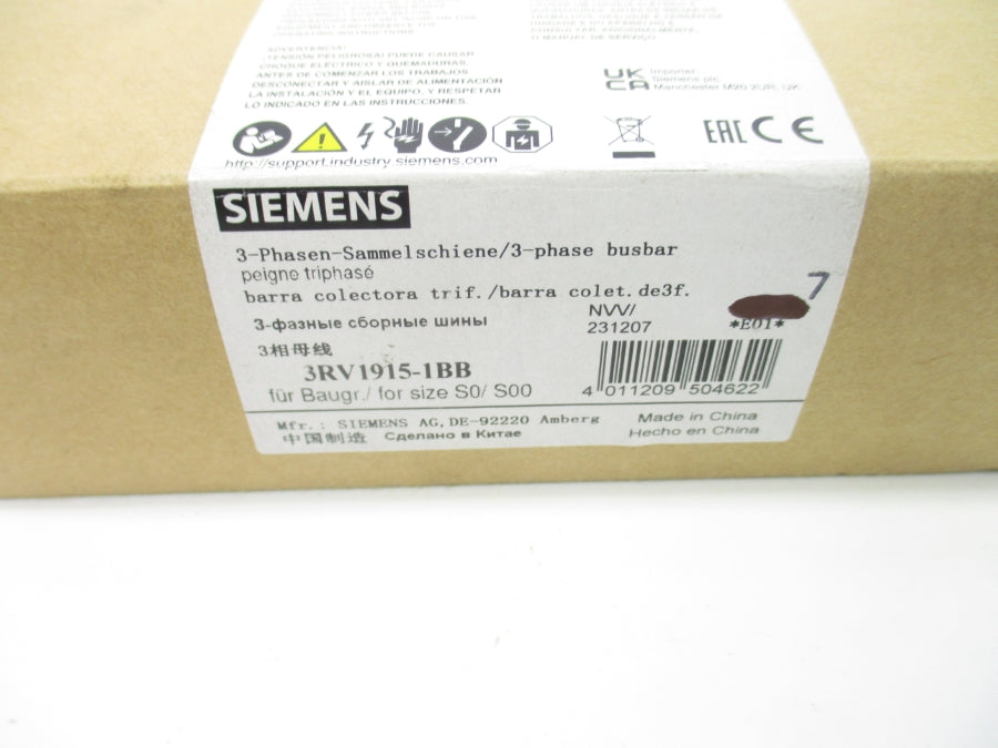 SIEMENS 3RV1915-1BB 690V 63A (PKG OF 7) NSMP