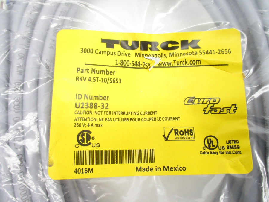 TURCK RKV4.5T-10/S653 U2388-32 250V 4A NSMP