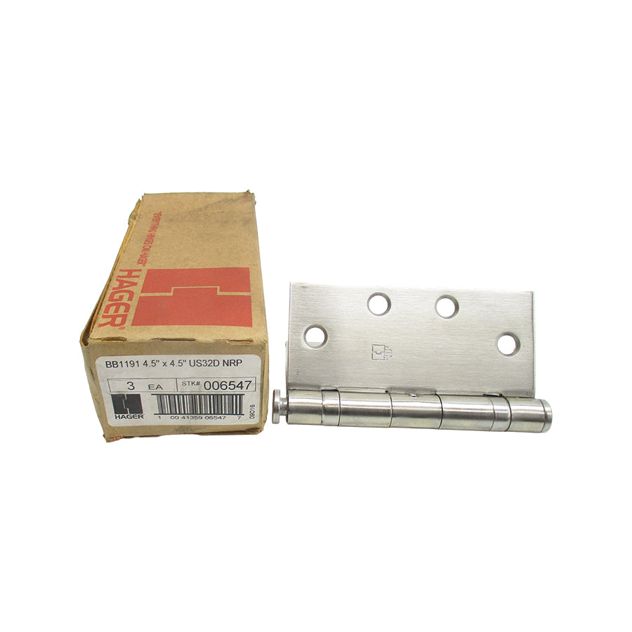 HAGER BB1191-4.5X 4.5-US32D-NRP (PKG OF 3) NSMP