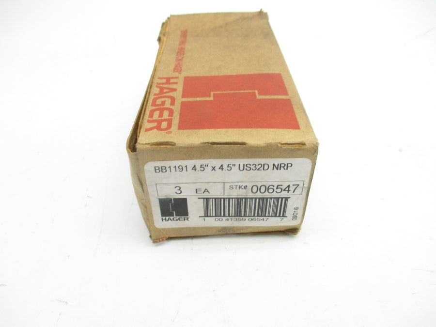 HAGER BB1191-4.5X 4.5-US32D-NRP (PKG OF 3) NSMP