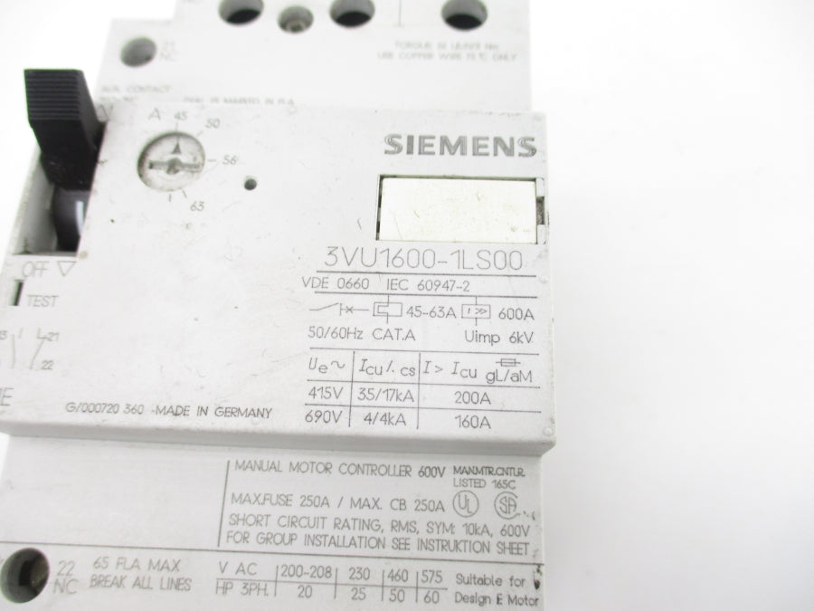 SIEMENS 3VU1600-1LS00 45-63A NSNP