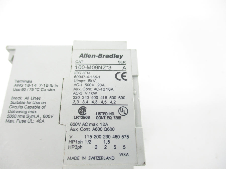 INDUSTRIAL SPARE PART 100-M09NZ243 SER. A 24VDC NSNP