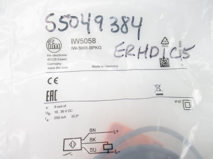 IFM EFECTOR IW5058 IW-3008-BPKG 10-36VDC NSMP