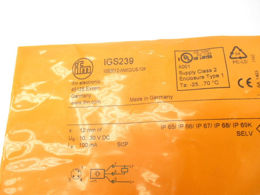 IFM EFECTOR IGS239 IGB3012-ANKG/US-104 10-30VDC NSMP