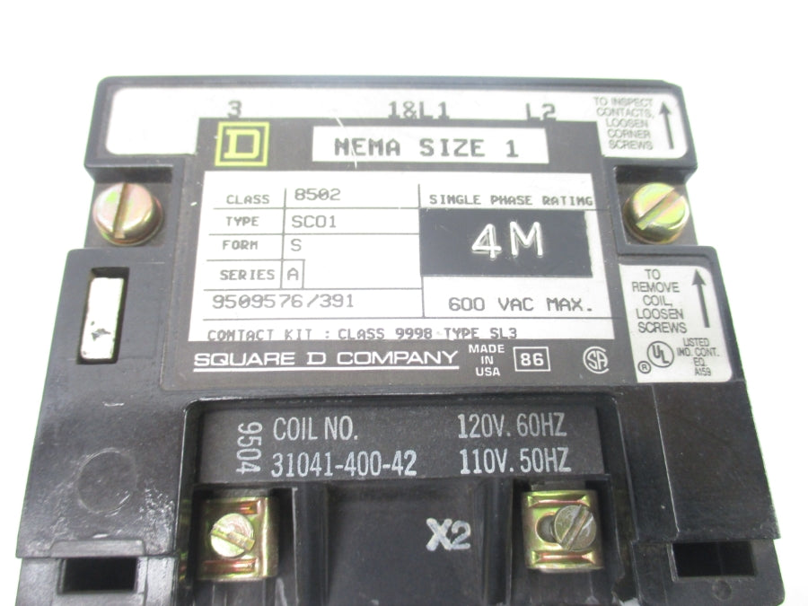 SQUARE D 8502SCO1V02S SER. A 110/120V UNMP